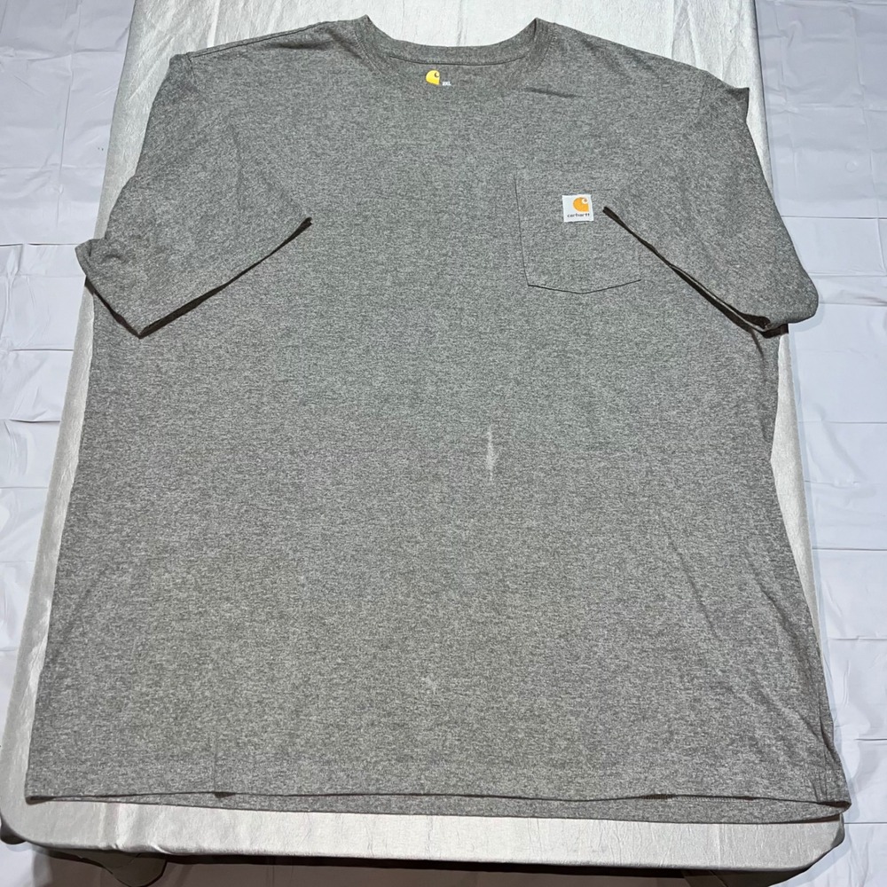 Carhartt Mens K87 Pocket Distressed T-Shirt Heather‎ Gray Original Fit 2XL Logo
